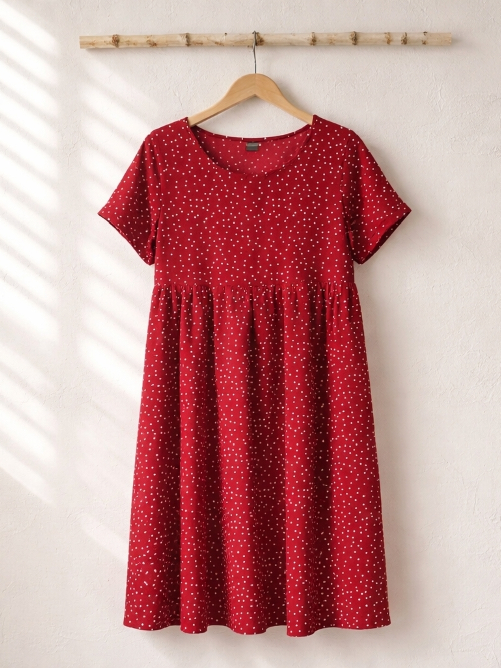 SHEIN Red Polka Dot Short Sleeve Midi Dress
